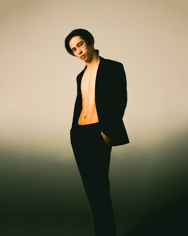 Man Posing in Suit in Studio 