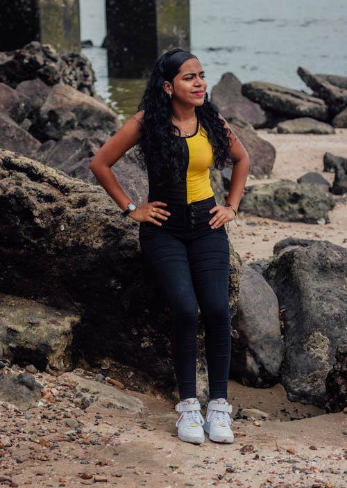 Woman on a Rocky Beach 