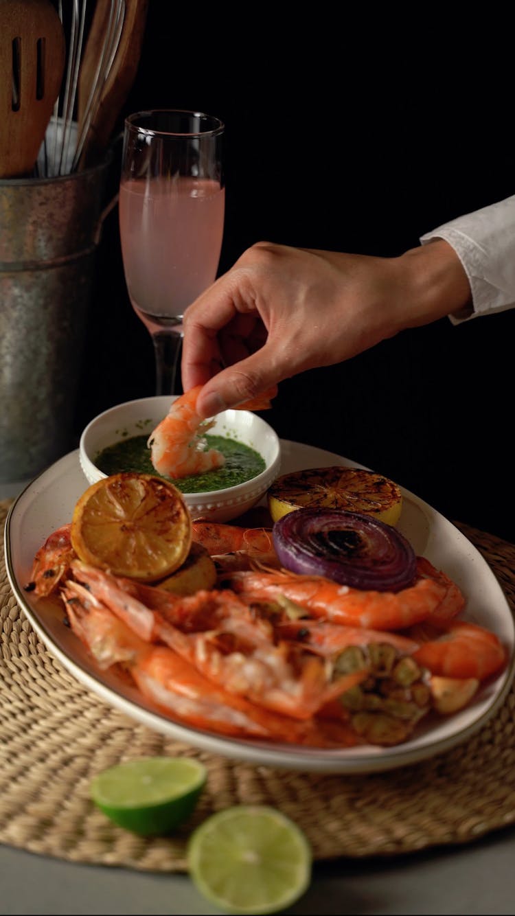 Cook Preparing A Prawn Meal 