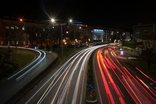 Free stock photo of car lights, city background, city life