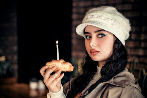 Portrait of Woman with Food with Candle
