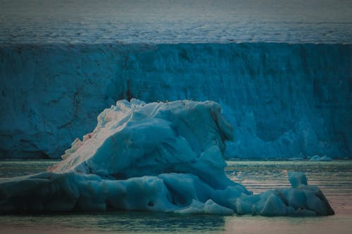 View of a Glacier in Shades of Blue