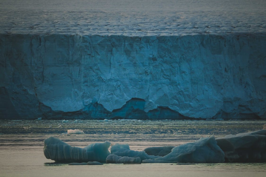 View of a Glacier in Shades of Blue 