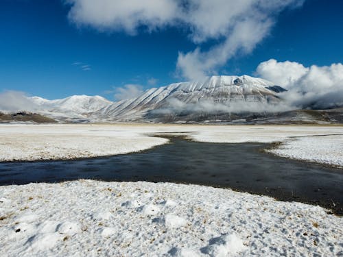 View of the Sibillini Mountains in Snow