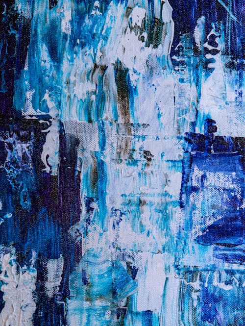 Lukisan Abstrak Putih, Biru, Dan Teal