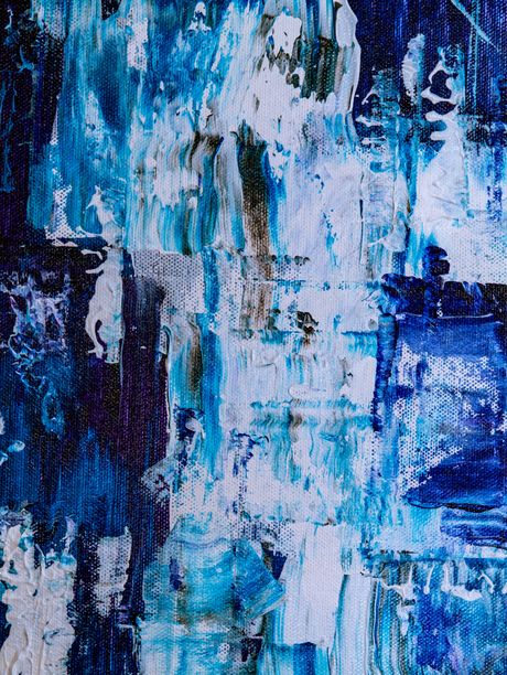 Abstract painting in blue and white impasto — photo by Steve A Johnson on Pexels
