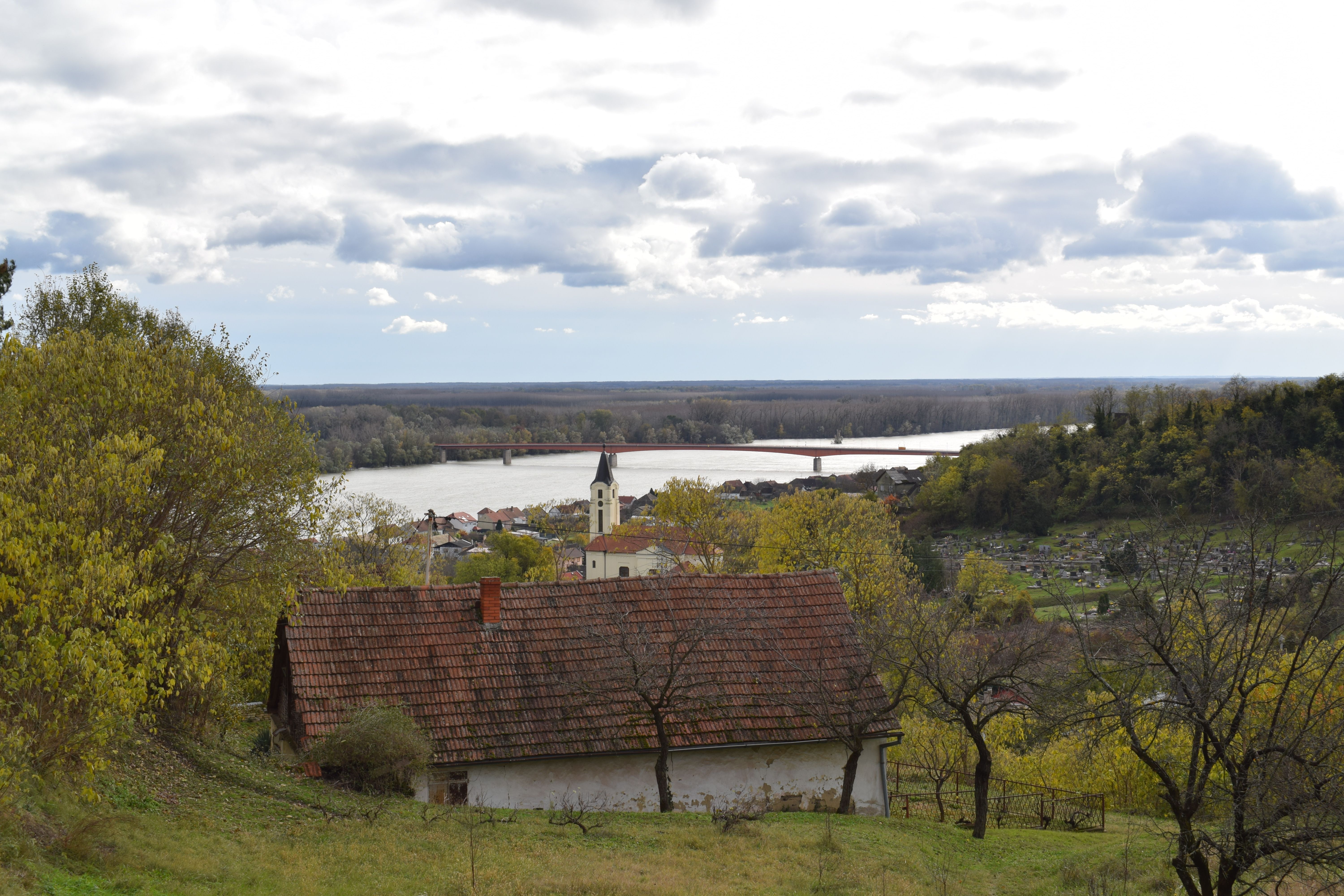 Explore the tranquil village landscape of Batina, Croatia with the Danube River in view.