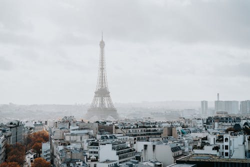 çatılar, eiffel kulesi, Fransa içeren Ücretsiz stok fotoğraf
