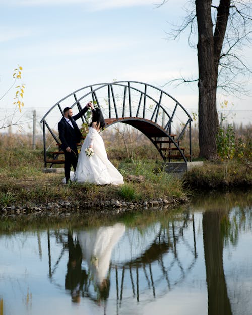 강, 결혼 사진, 나무의 무료 스톡 사진