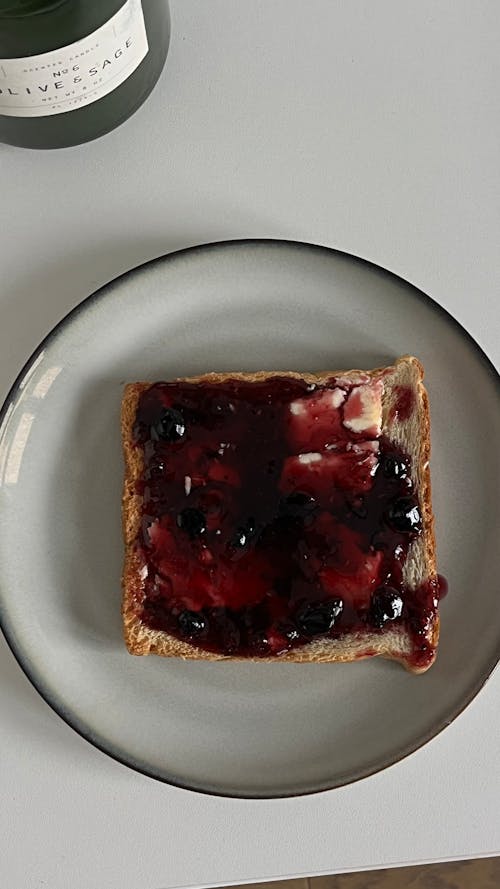 Bread with Jam on Plate