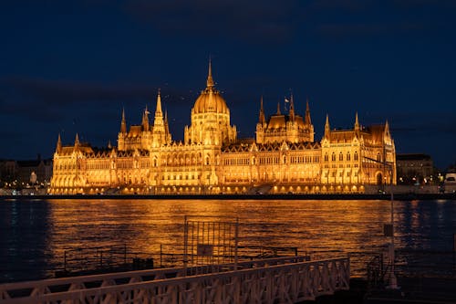 Hungarian Parliament Building Seen From Danube