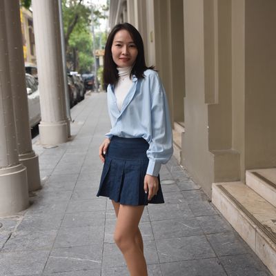 Navy Pleated Mini Skirt