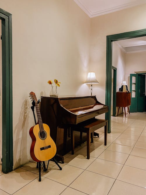 Piano and Guitar in Room
