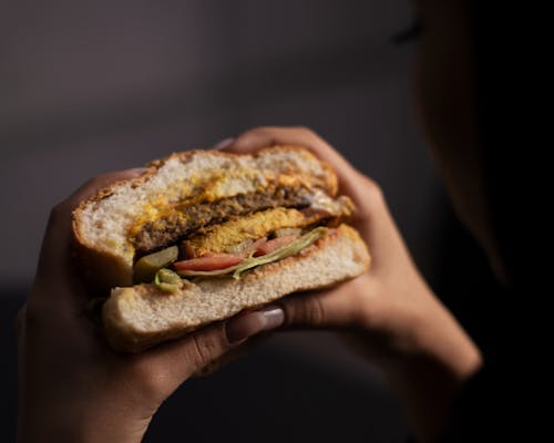 乳酪漢堡, 快餐, 手 的 免費圖庫相片