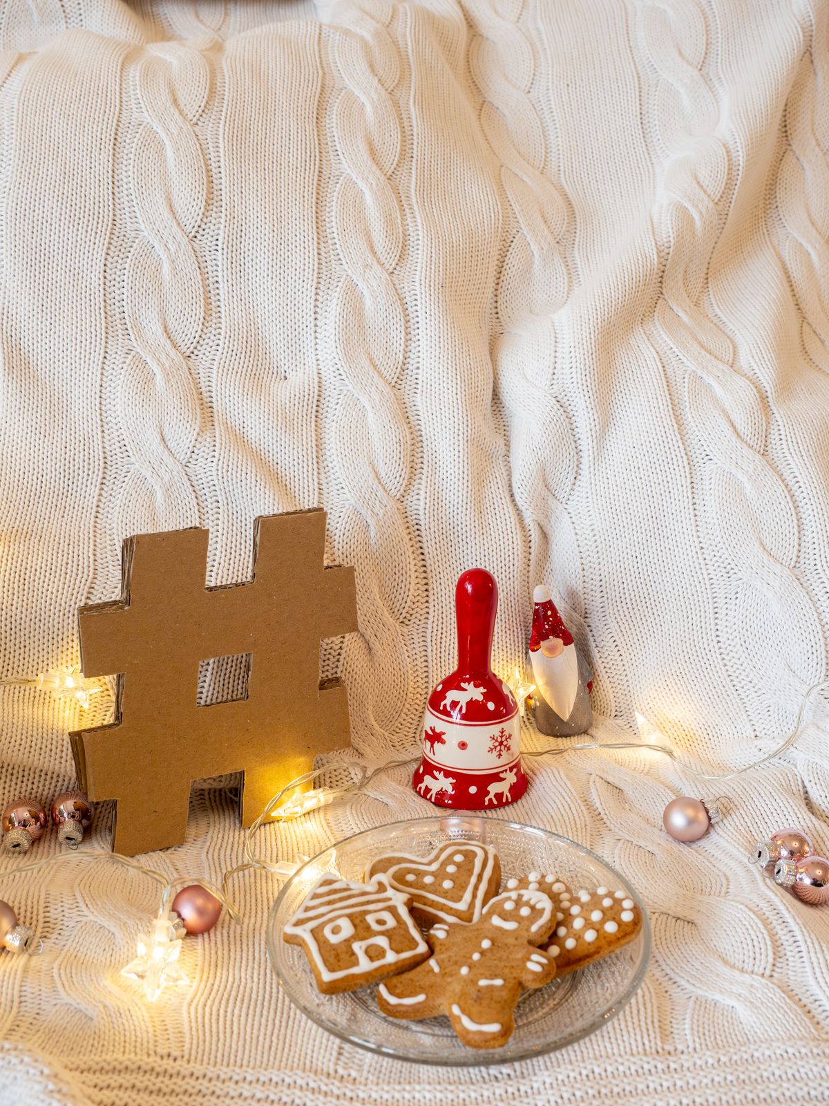 Traditional gingerbread cookies for reindeer face decorating