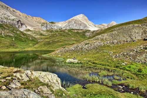 View of Mountains and a Lake in a Valley 