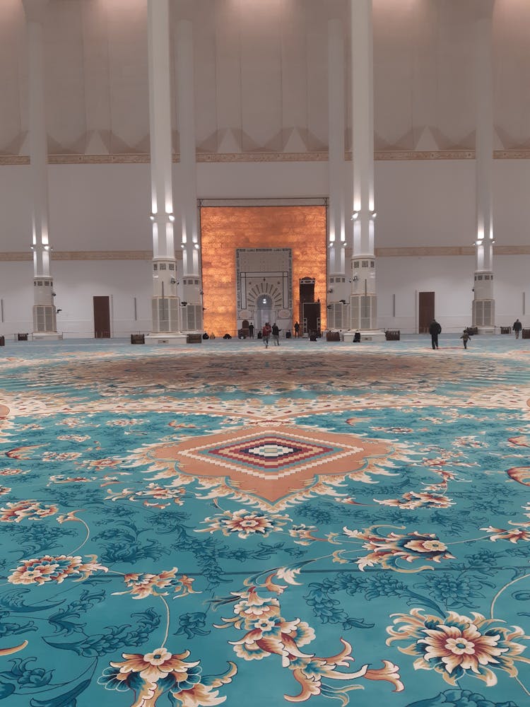 Blue Carpet In Great Mosque Of Algiers