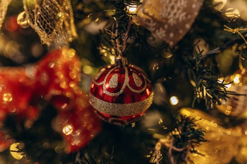 Close-up of a Bauble on a Christmas Tree