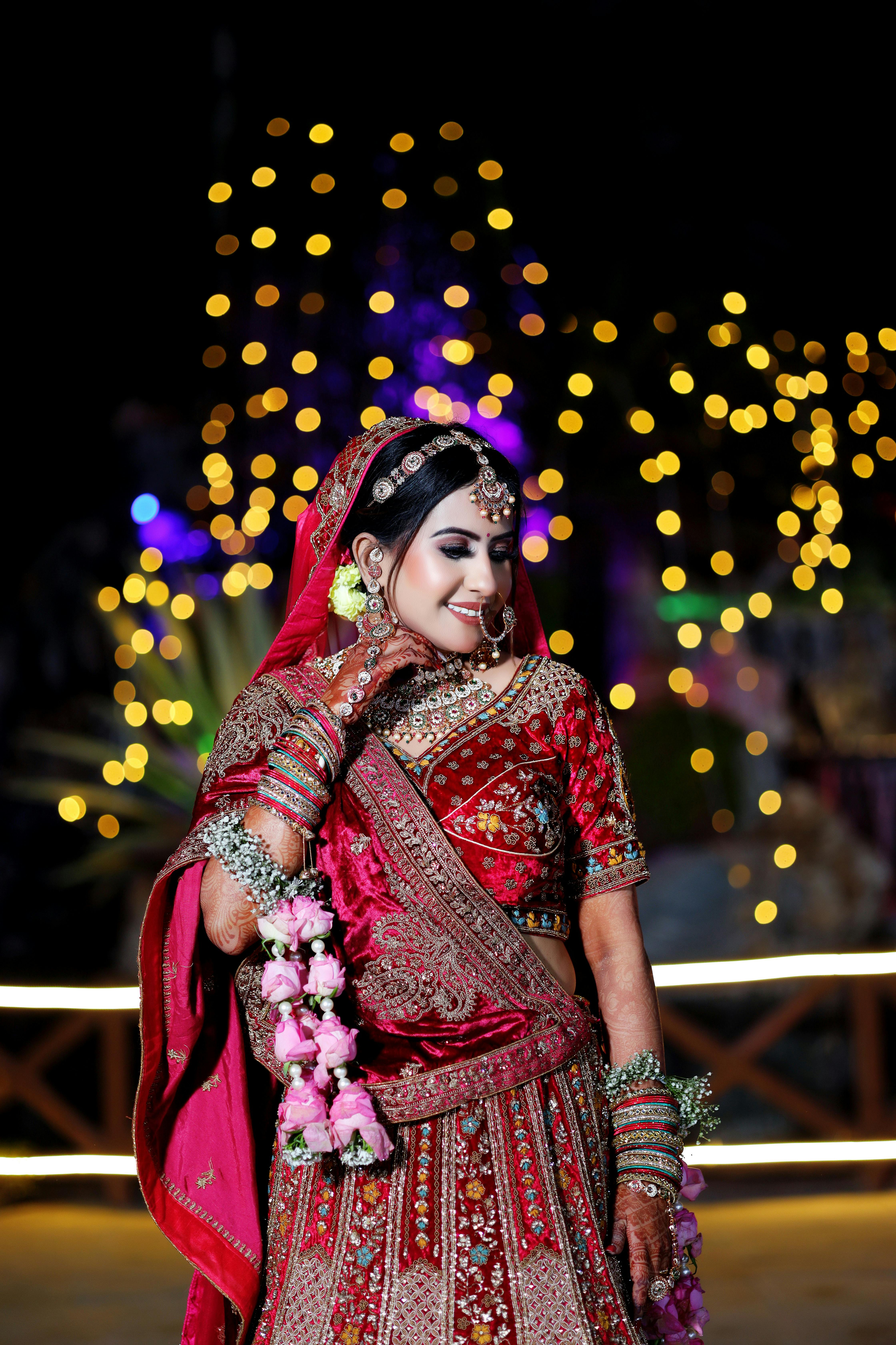 Traditional Wedding Look Maroon Color Bridal Lehenga In Velvet Fabric