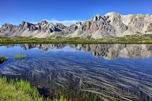 Mountain Range Reflected in Lake Water 