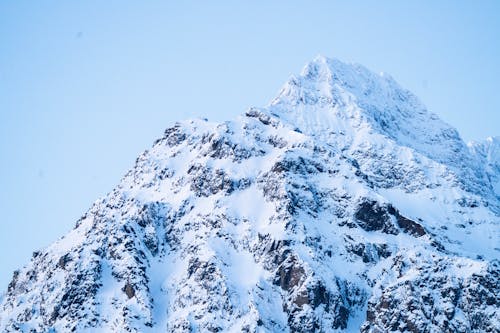 View of a Snowcapped Rocky Mountain Peak