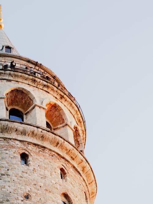 Facade of Galata Tower in the Light of the Setting Sun