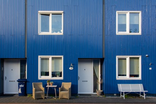 Blue House with Windows