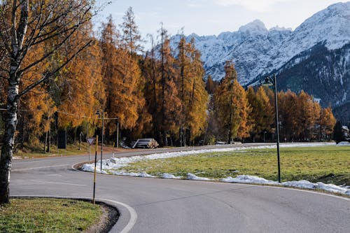 Winding Asphalt Road in the Mountains