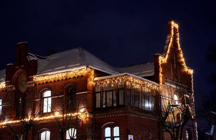 Christmas Lights On Old Post Building