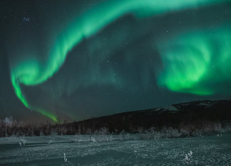 Northern Aurora Lights On Sky