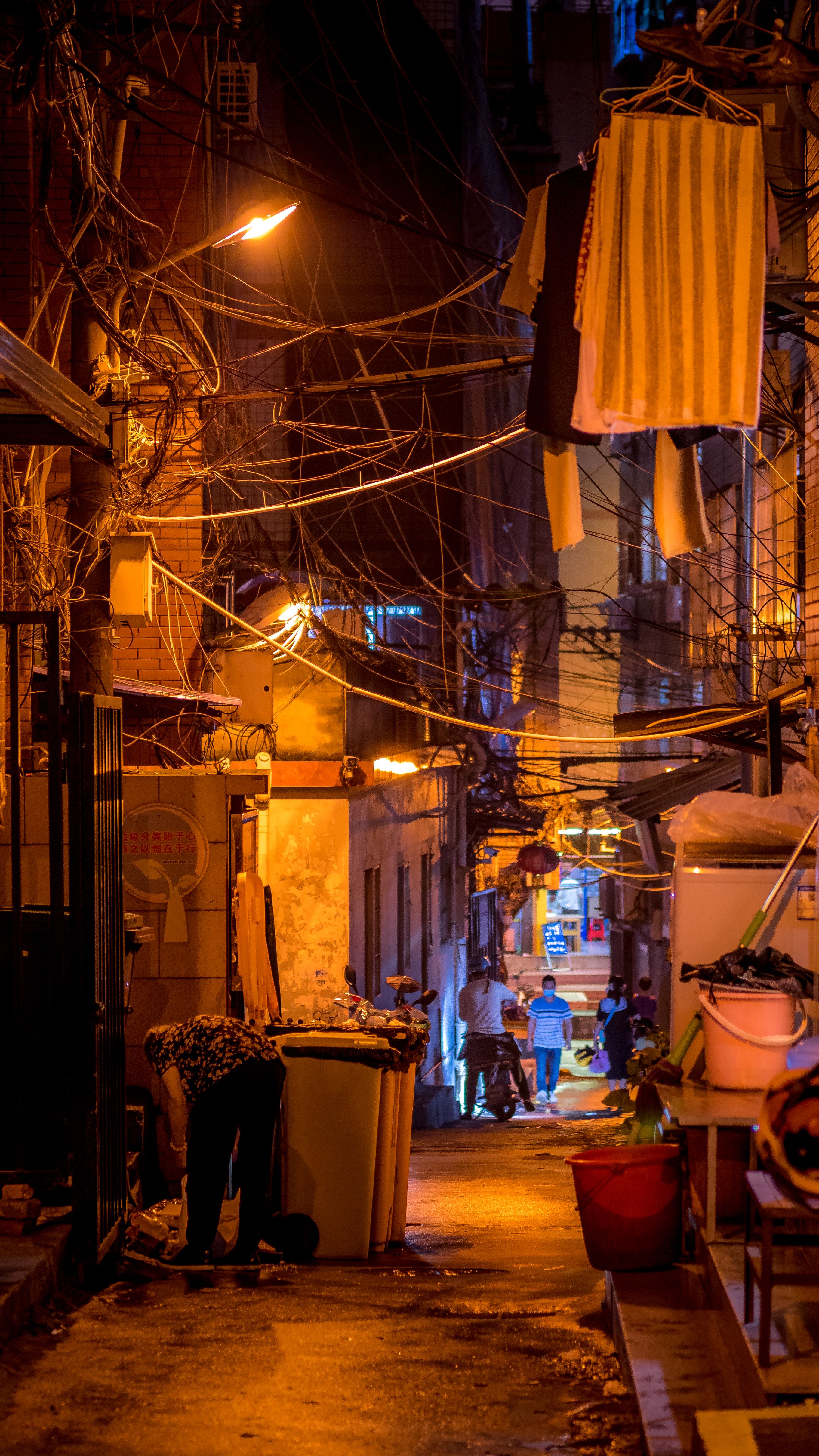 A Narrow Alley with Hanging Lantern in a Japanese City at Night · Free ...