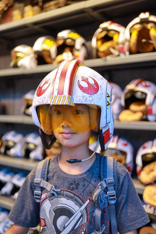 Free Little Boy with Star Wars Helmet on Head Stock Photo