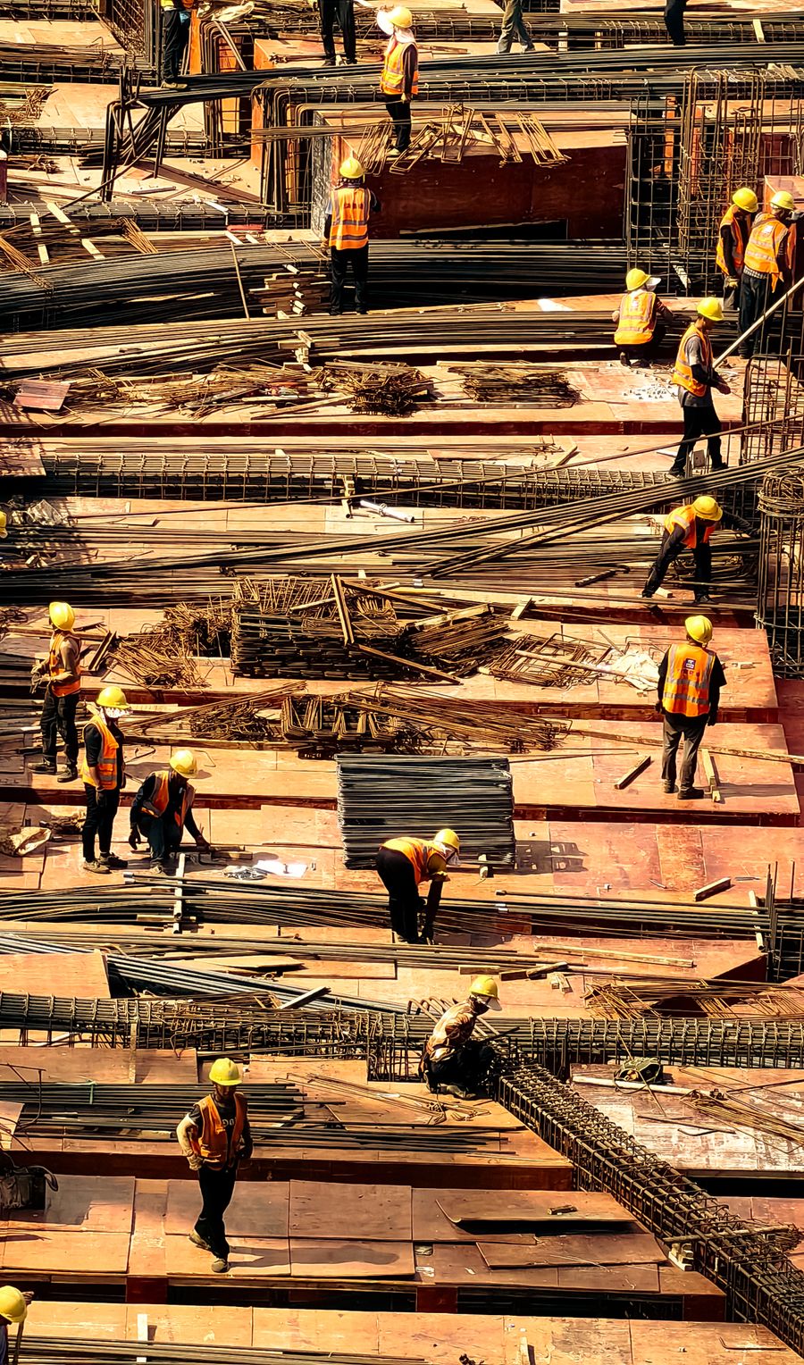 Construction workers on an active site