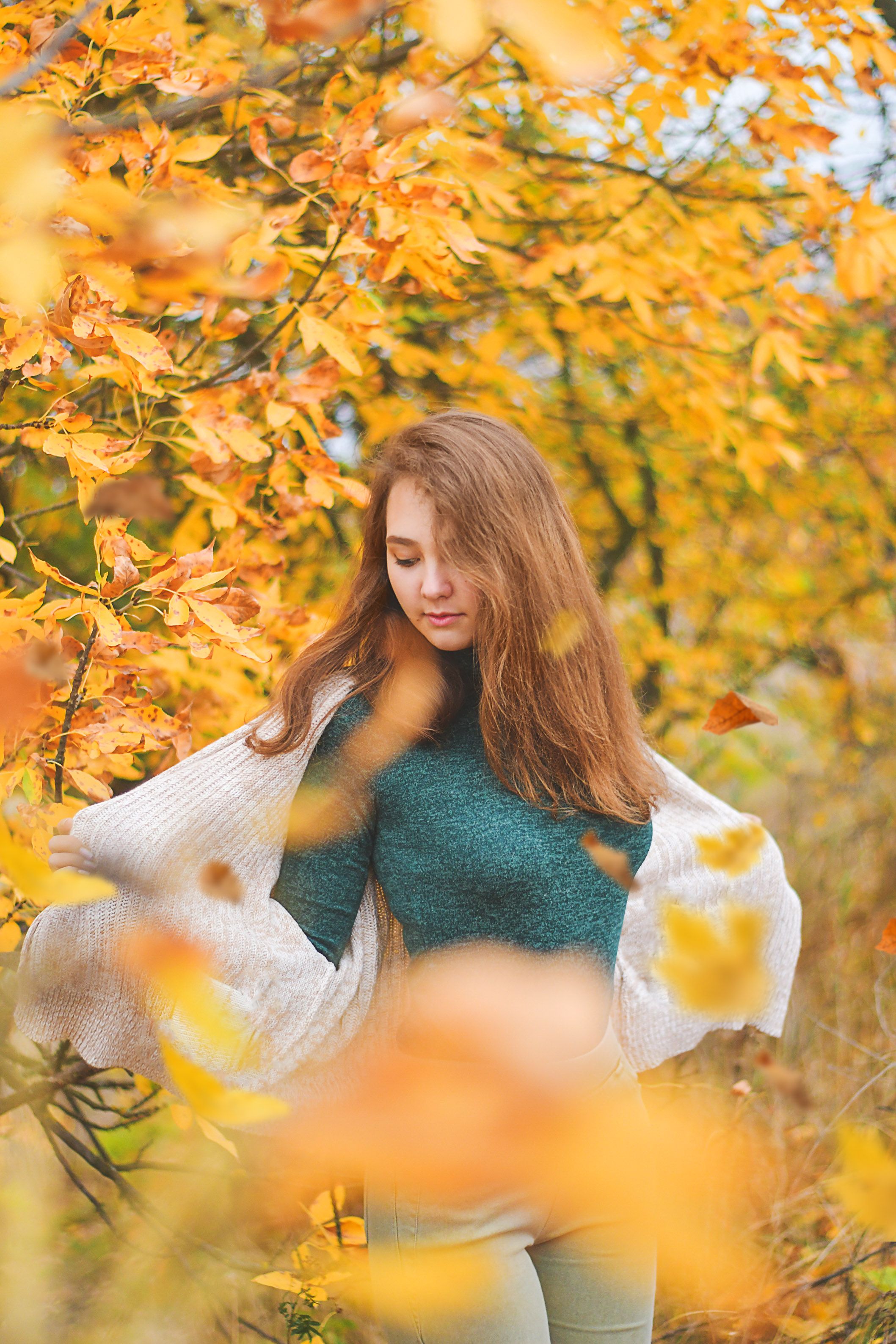 Brunette Woman in Forest in Fall · Free Stock Photo