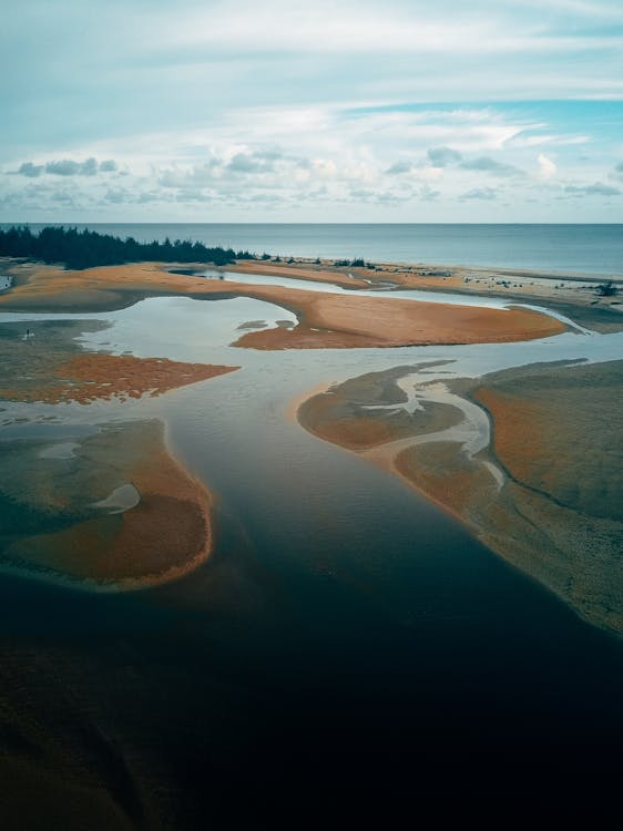 Aerial View of Water on the Beach and the Seascape 