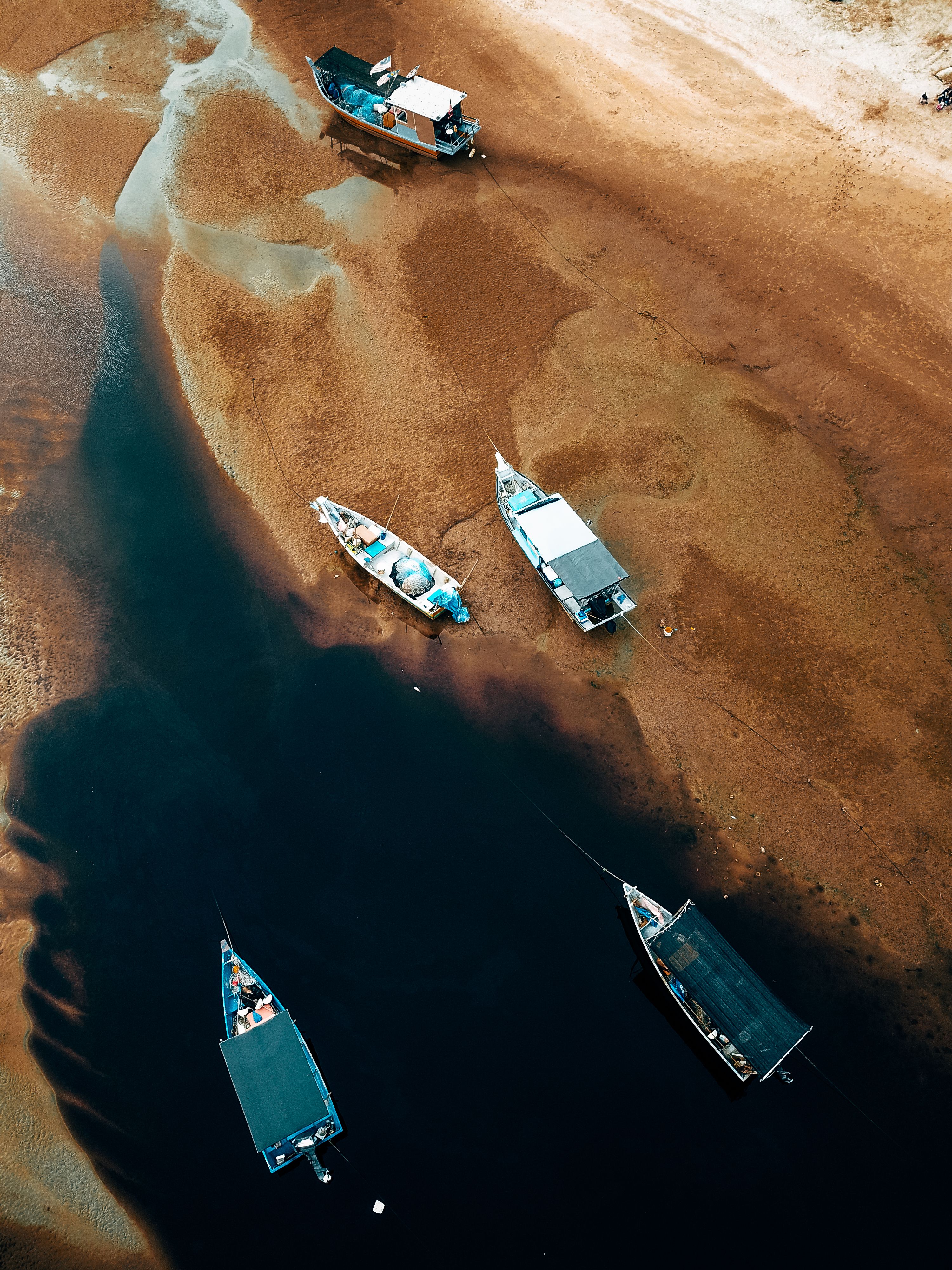 Aerial View of Boats Moored on the Shore · Free Stock Photo