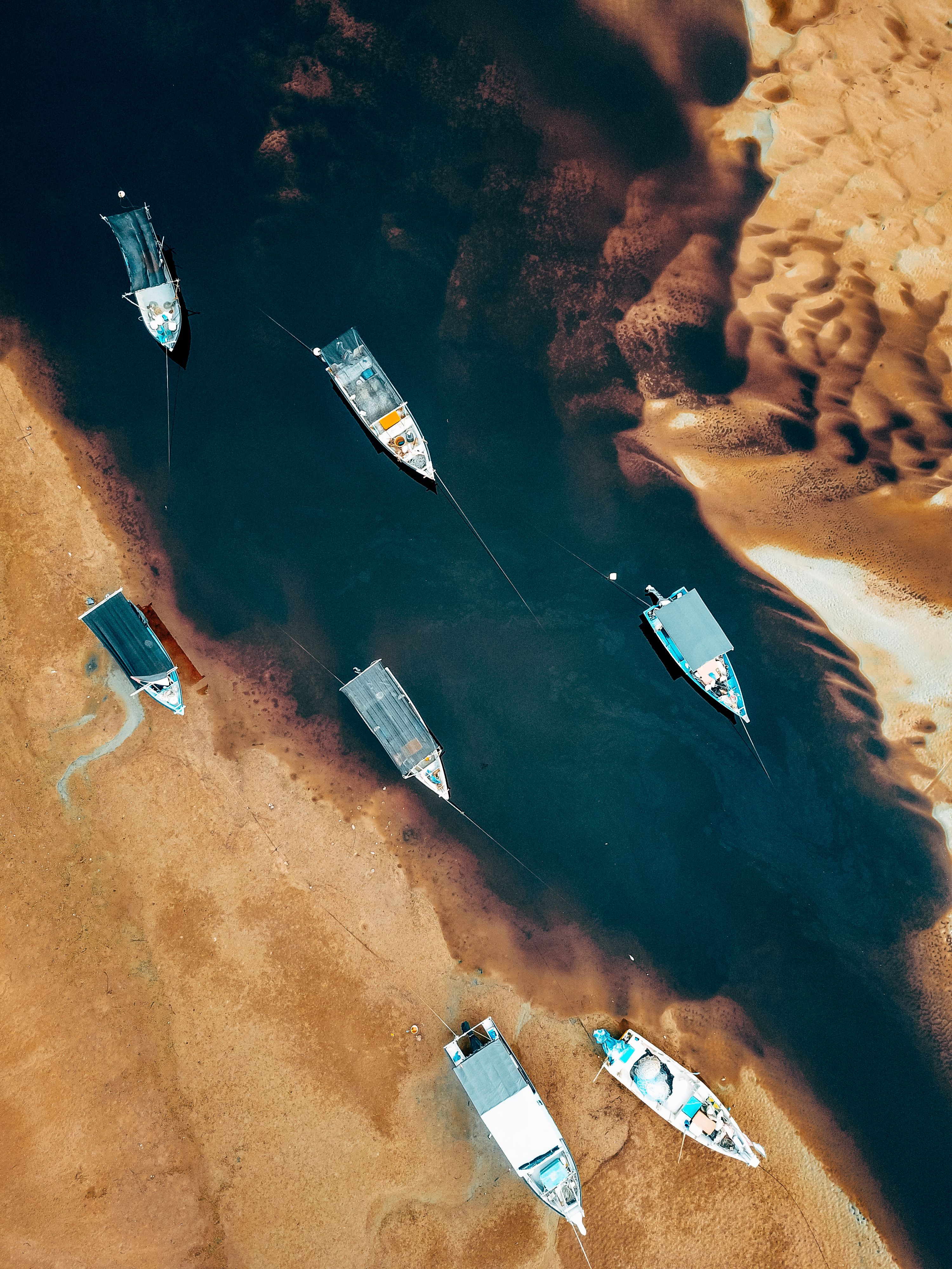 Top View of Boats Moored on the Shore · Free Stock Photo