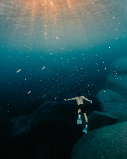 Man Diving in Sea