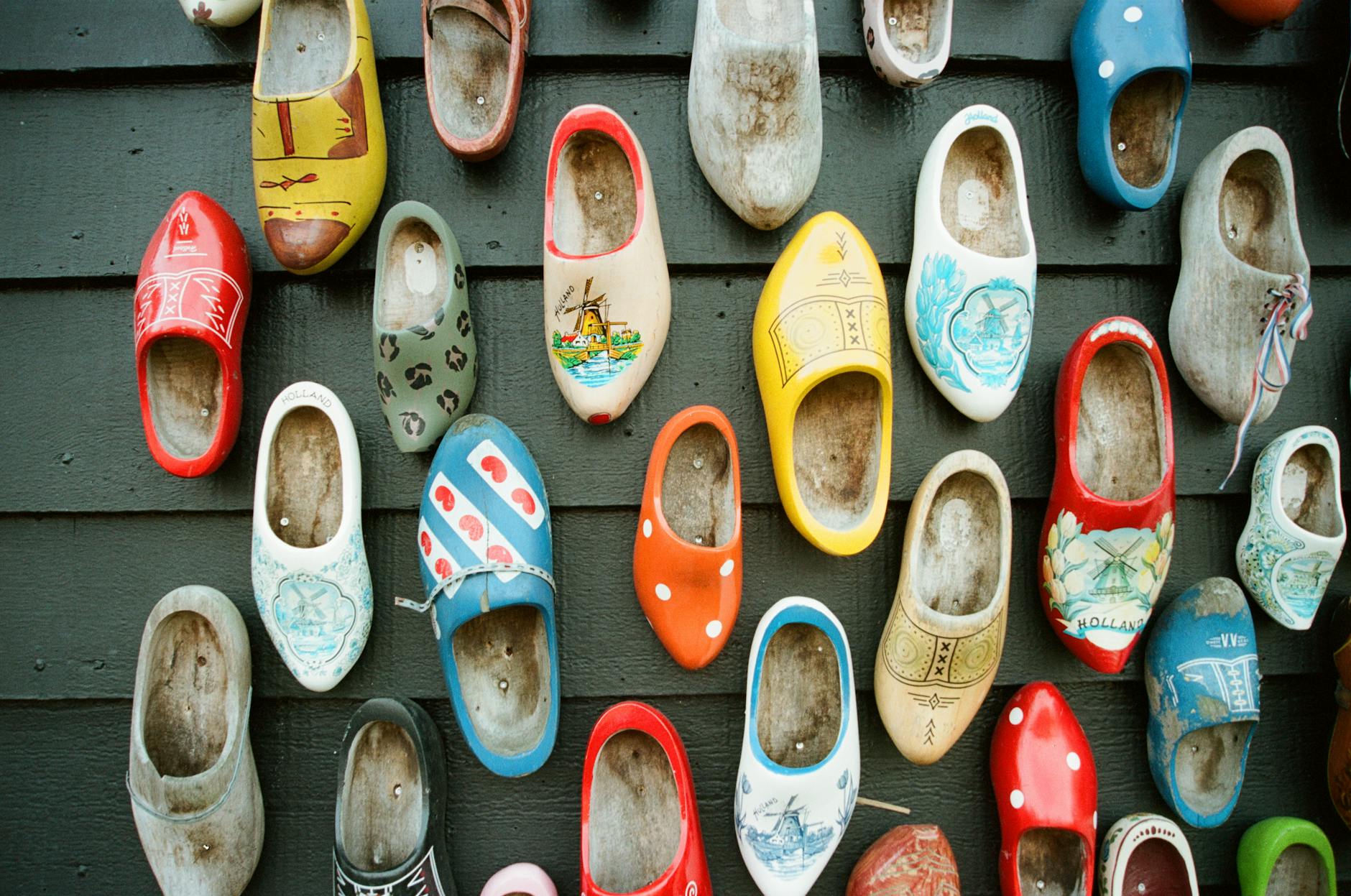 Collection of Colorful Traditional Dutch Clogs