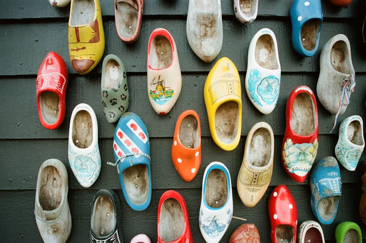 Collection Of Colorful Traditional Dutch Clogs