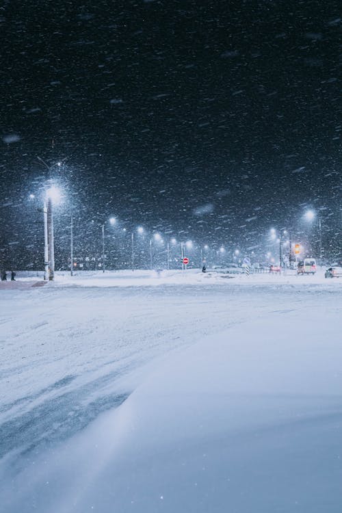 heavy snowfall in the streets of Vitebsk