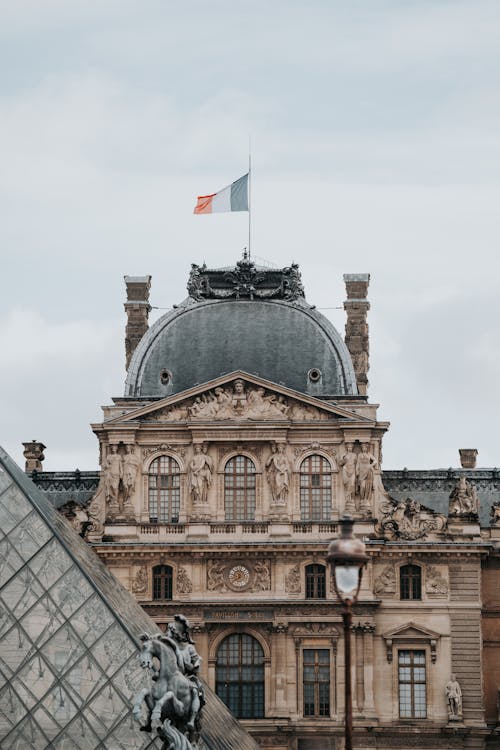 French Flag on the Roof of the Louvre Palace