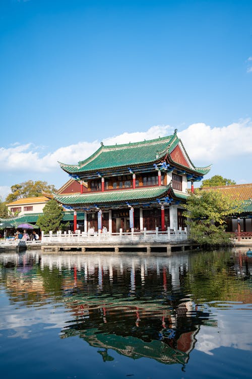 Traditional East Style Building near Lake