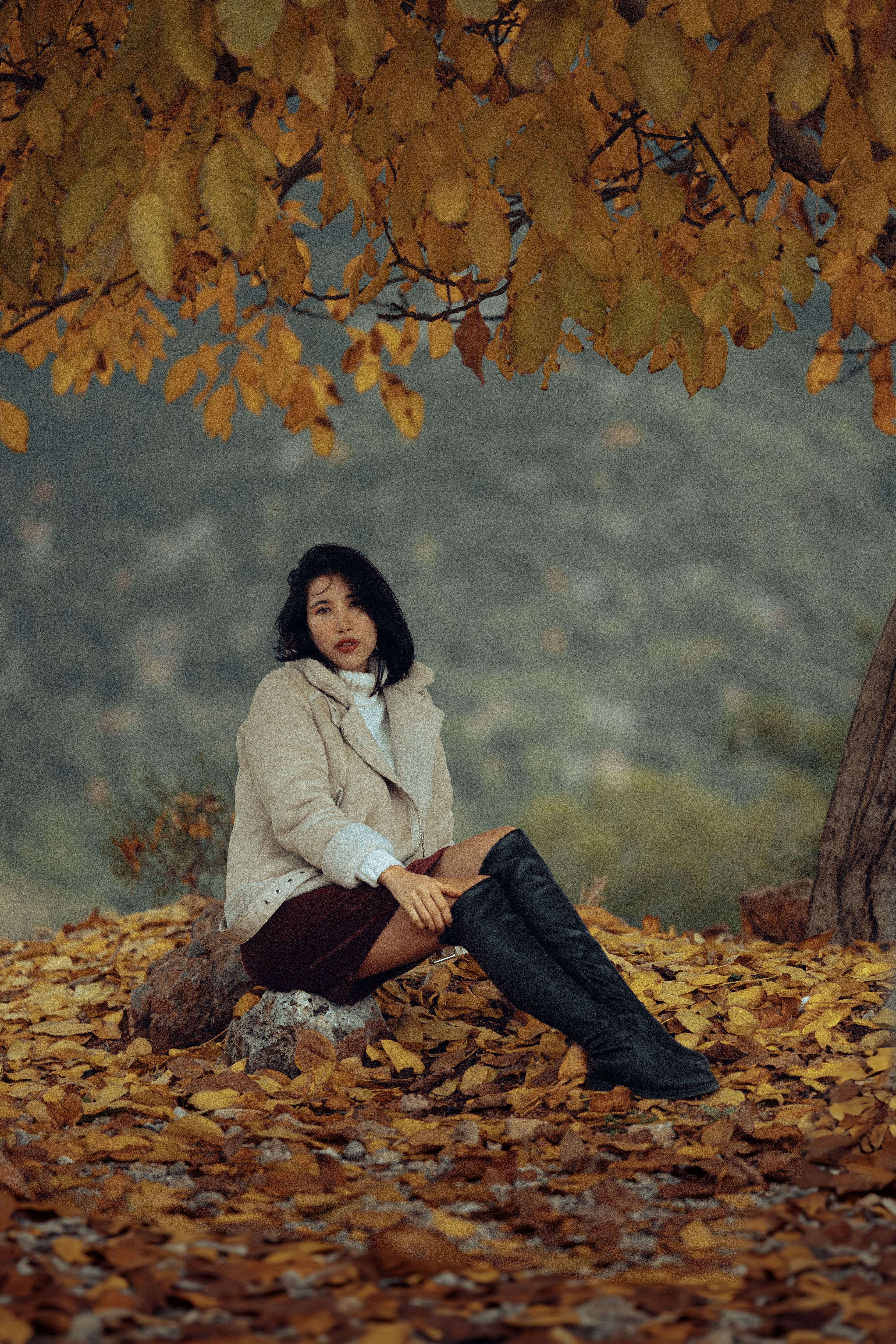 Young Woman in an Elegant Autumnal Outfit Posing Outside · Free Stock Photo