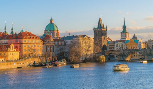 View of Prague at Sunset, Czech Republic 