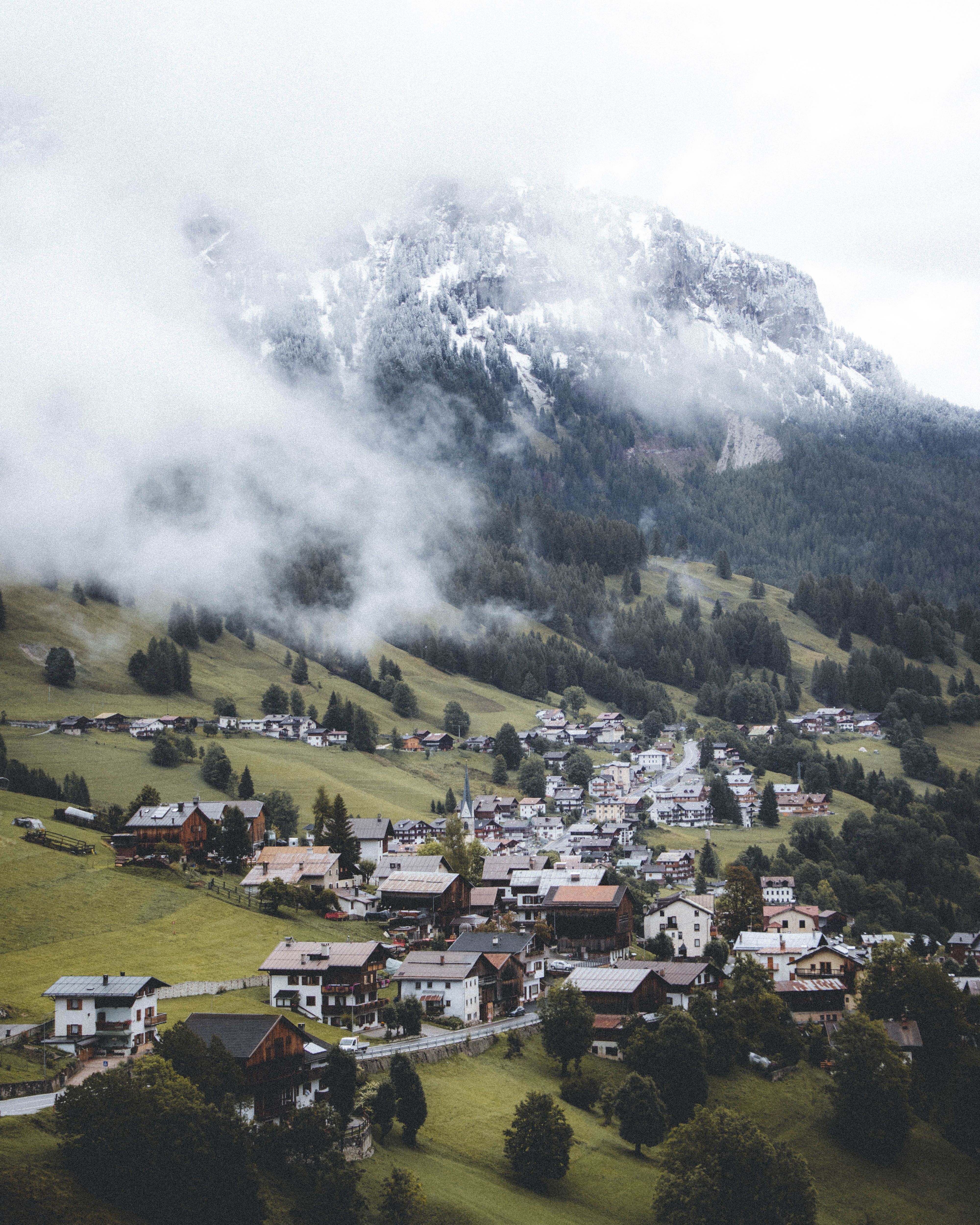Mountain Village on Foggy Day · Free Stock Photo