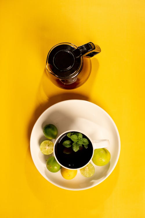 Tea with Mint Leaves and Citrus Fruits