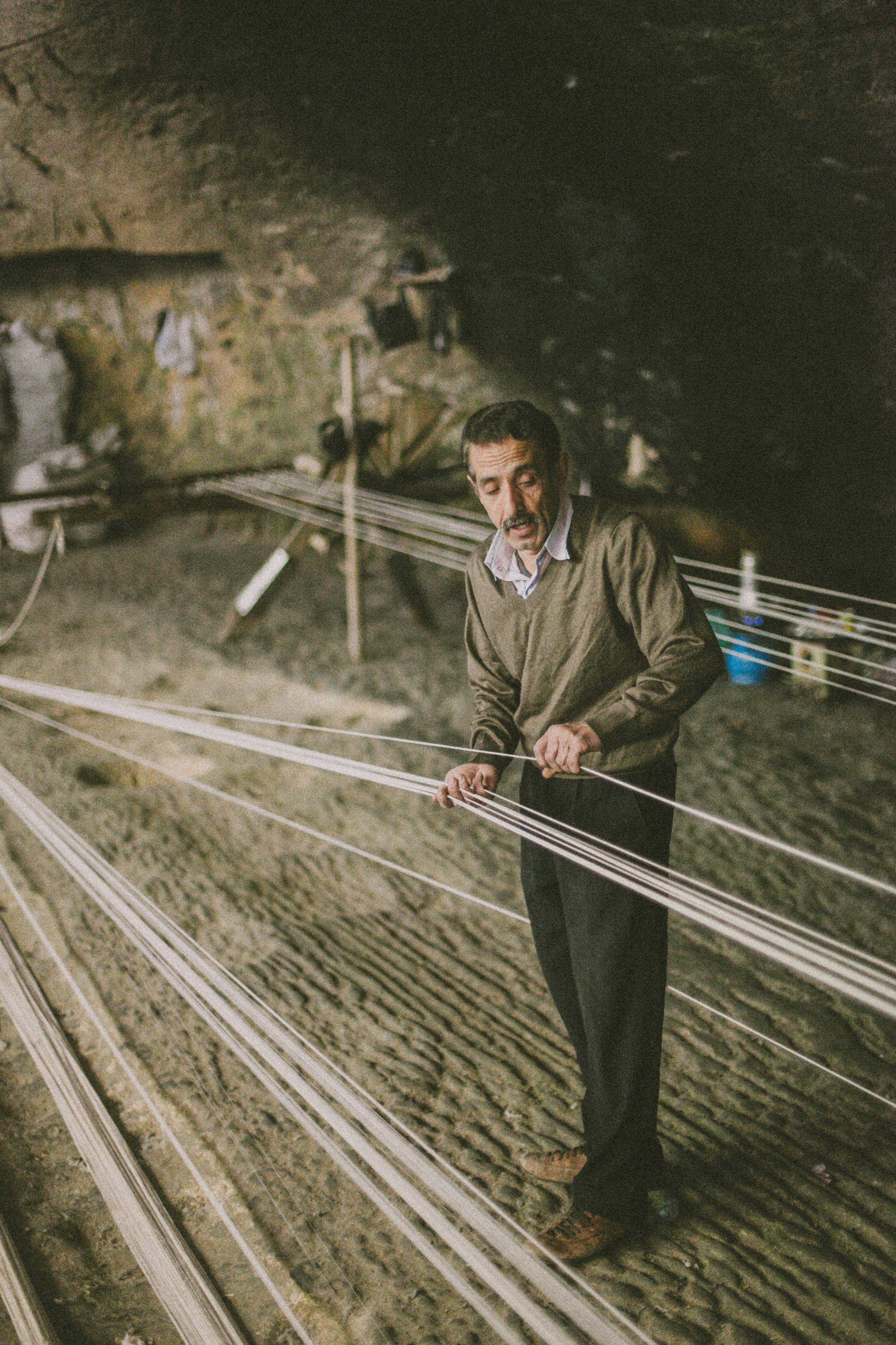 Man Weaving a Net · Free Stock Photo