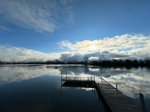 Free blue sky on lake Stock Photo