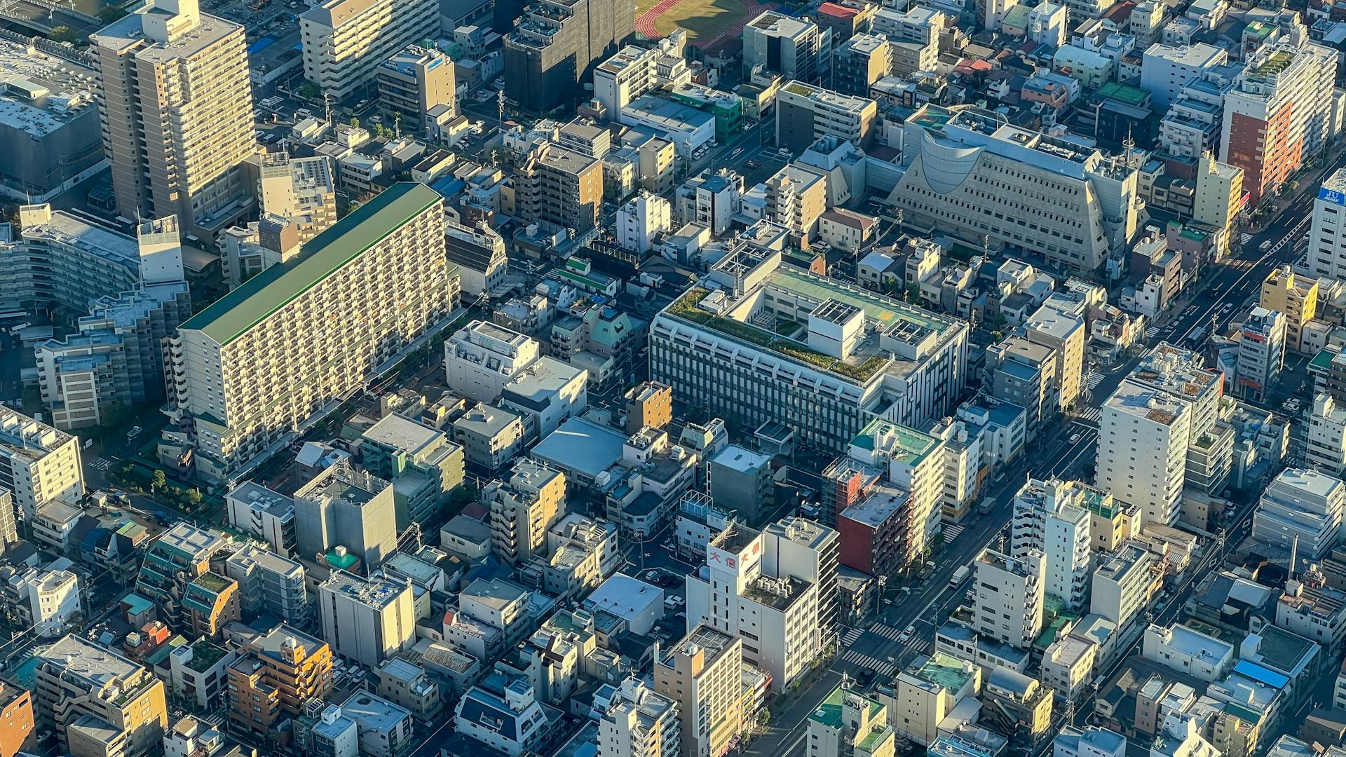 Birds Eye View of Buildings in Tokyo